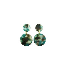 oorbEllen acryl 12mm turquoise dubbel