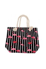 Strandtas flamingo zwart