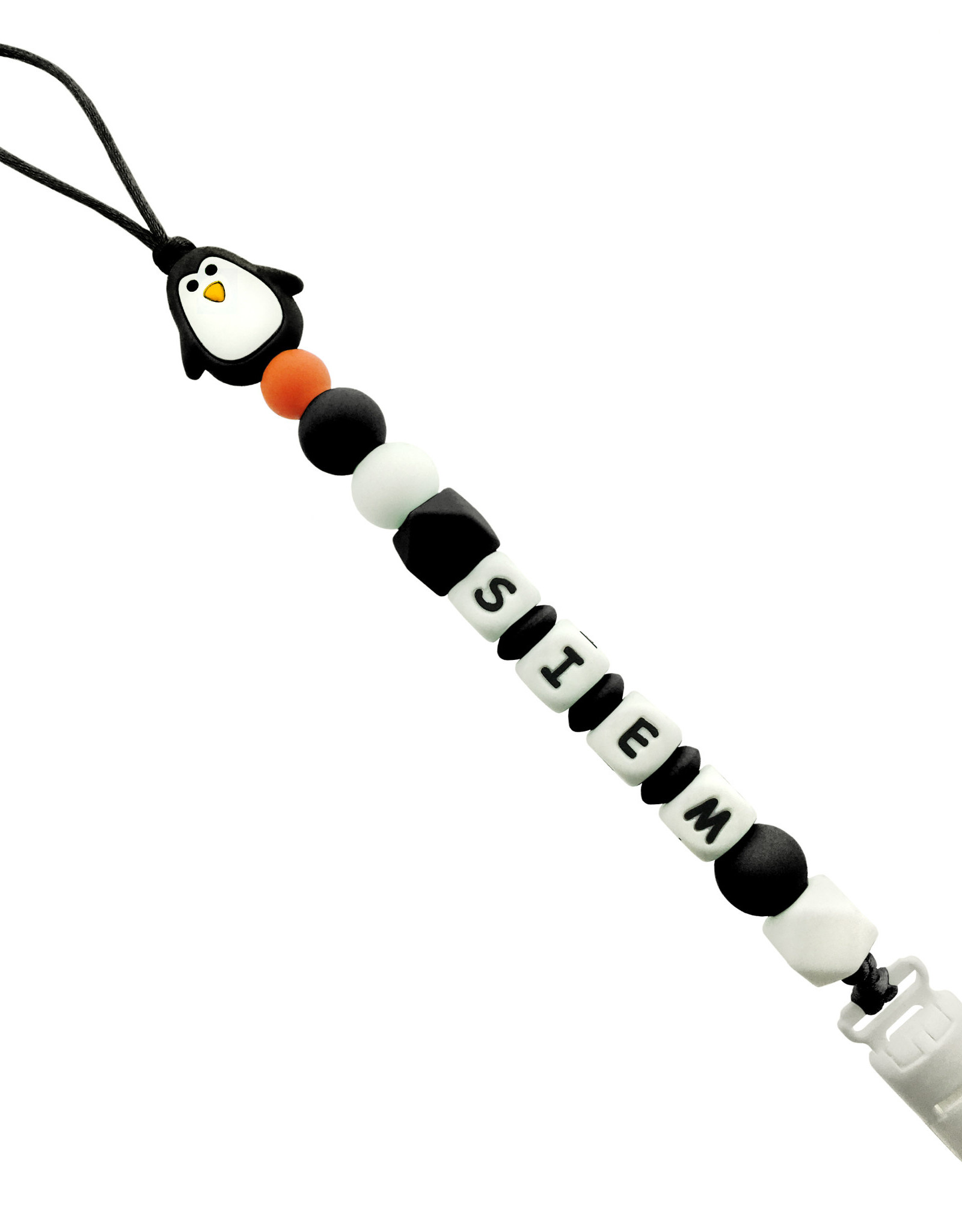 Tutketting met naam pinguïn zwart