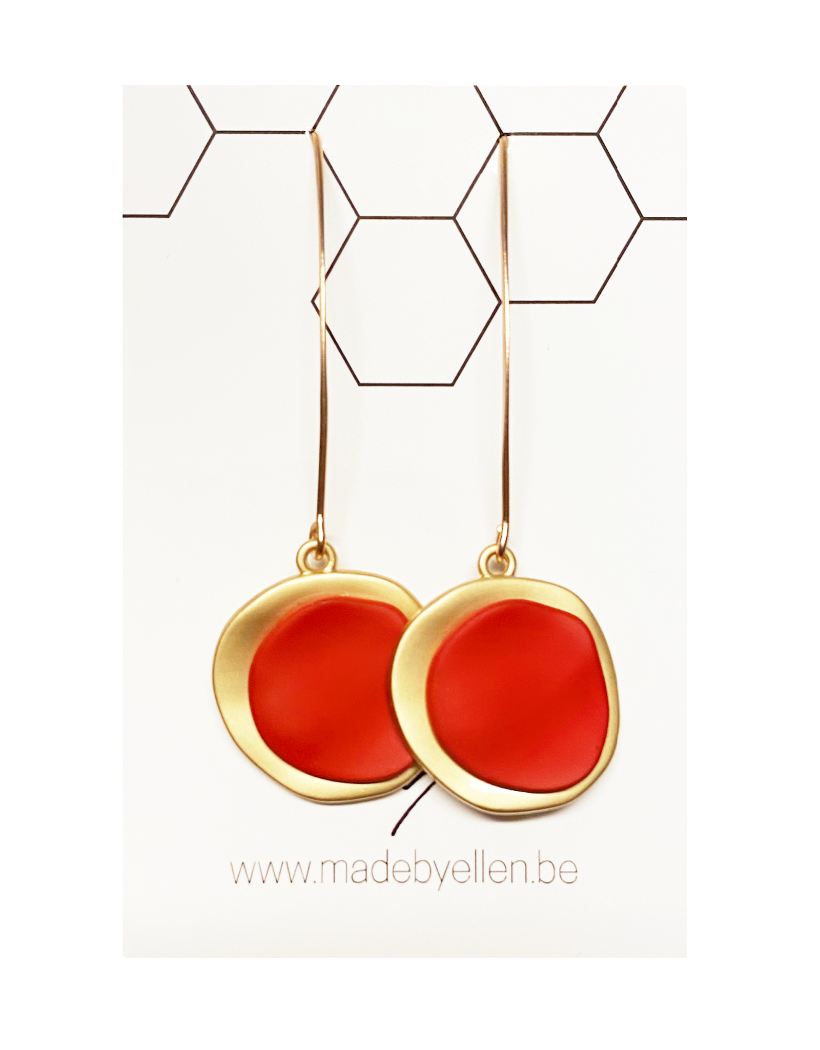 oorbEllen hangers mat goud rood