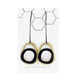 Mix&match ovalen goud/zwart lange haak zwart