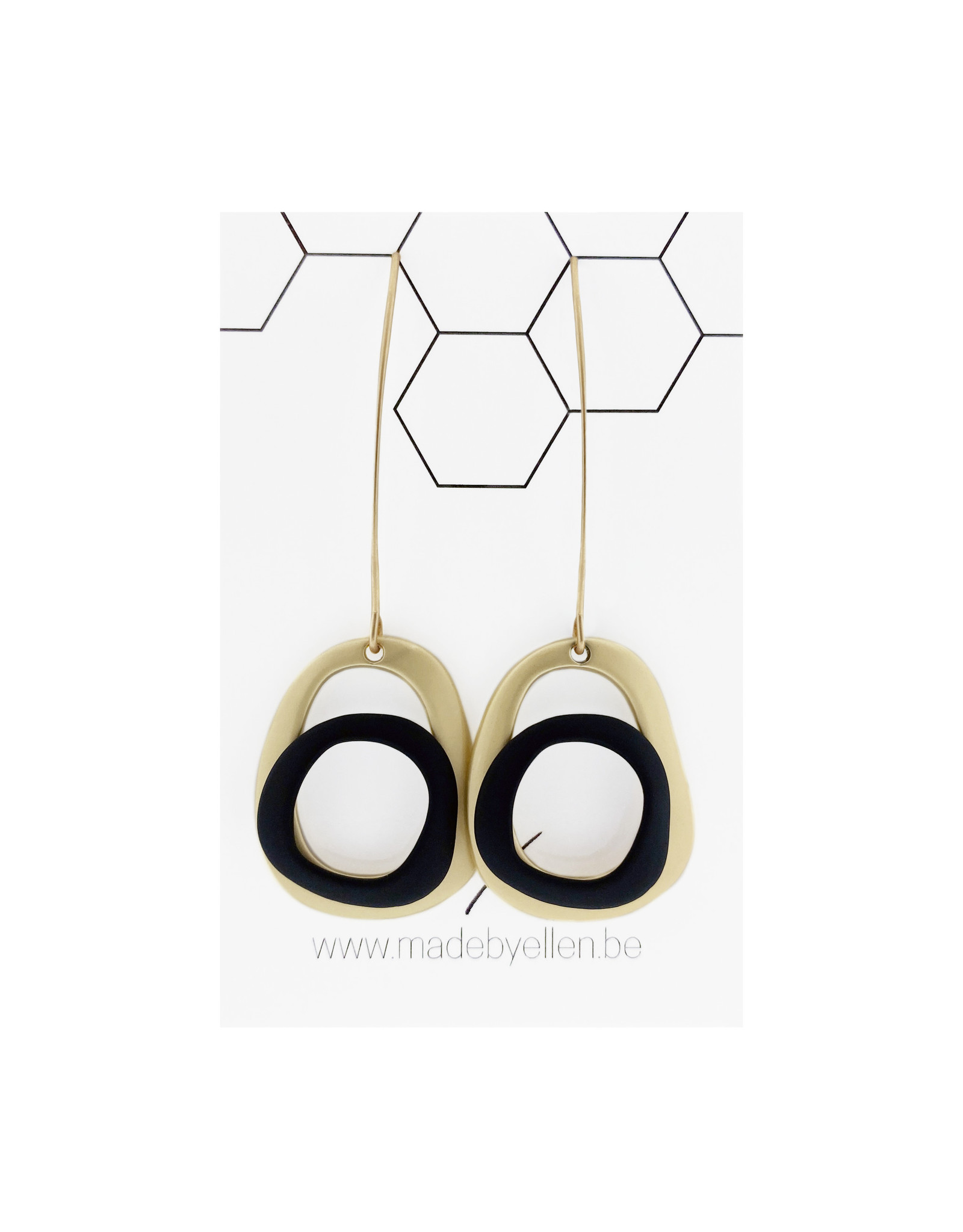 Mix&match ovalen goud/zwart lange haak goud