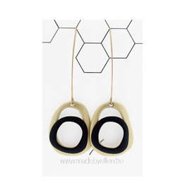 Mix&match ovalen goud/zwart lange haak goud