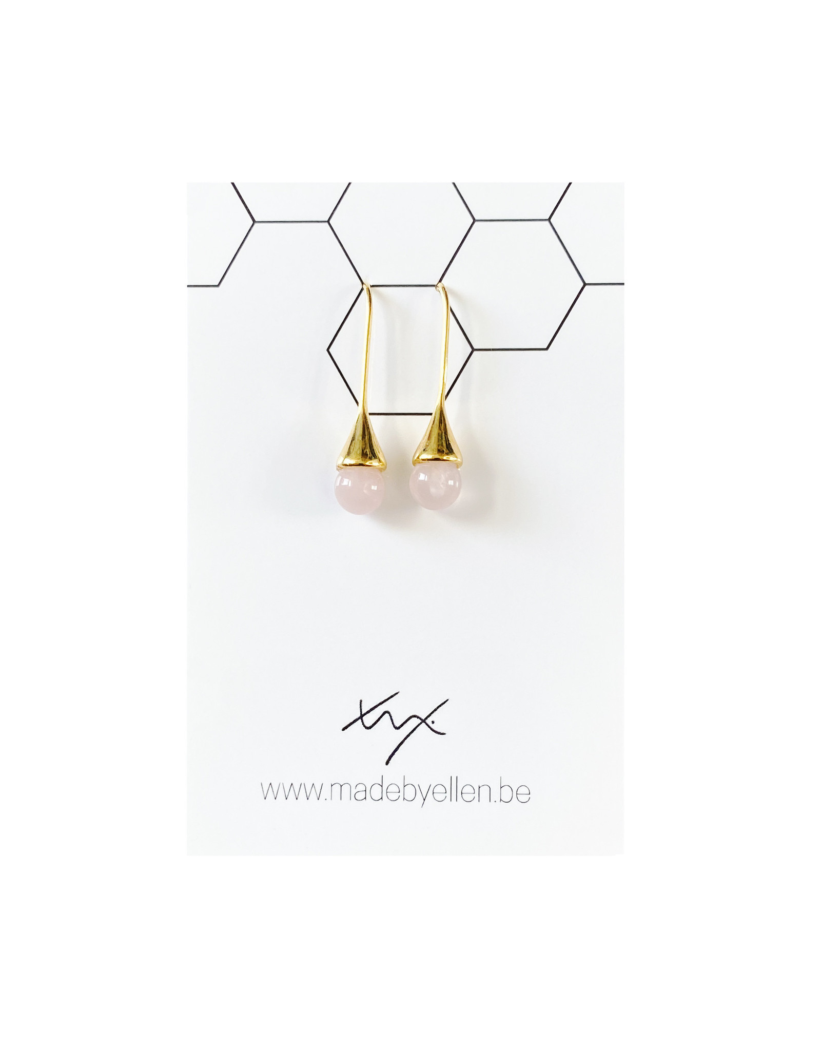 Hangers goudkleurig druppel roze