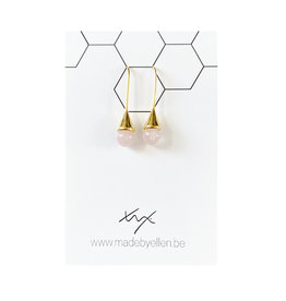 Hangers goudkleurig druppel roze