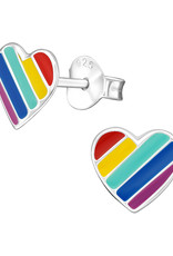 Stekertjes zilver hart regenboog