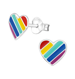 Stekertjes zilver hart regenboog