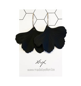 oorbEllen acryl ginkgo zwart