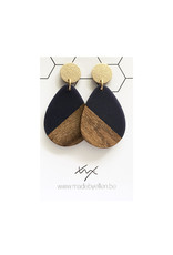oorbEllen hars&hout druppel blauwzwart