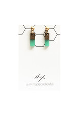 oorbEllen hars&hout rechthoekje mini turquoise