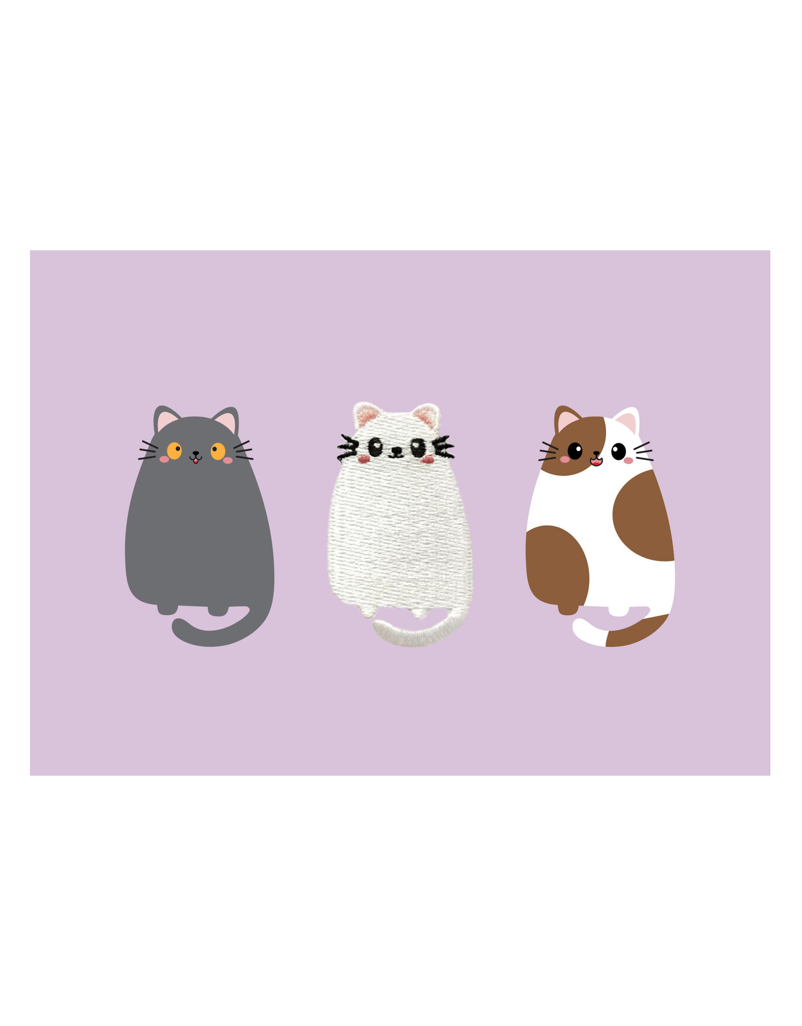 Postkaart met strijkpatch & enveloppe kat