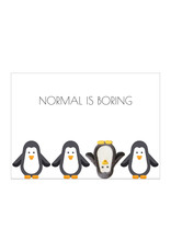 Postkaart met strijkpatch & enveloppe pinguïn