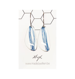Creolen druppel transparant draad blauw