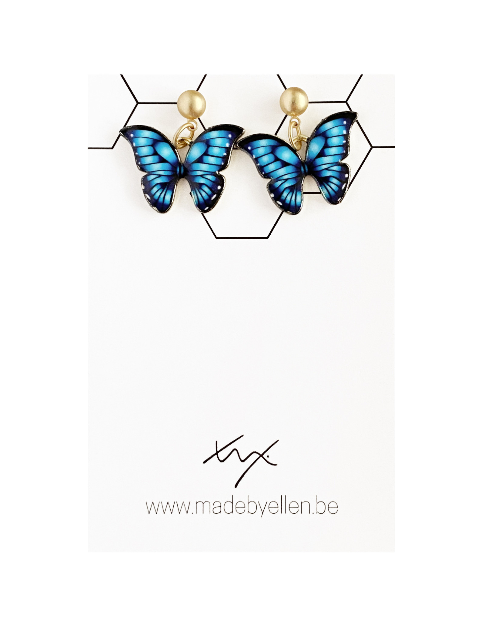 Hangertjes email vlinder blauw