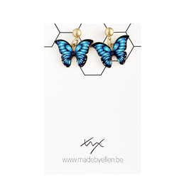 Hangertjes email vlinder blauw