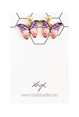 Hangertjes email vlinder roze