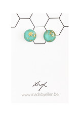 Stekertjes goudfolie 12mm turquoise