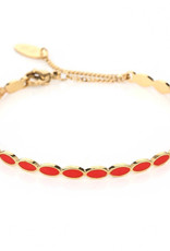 Armband RVS ovalen rood