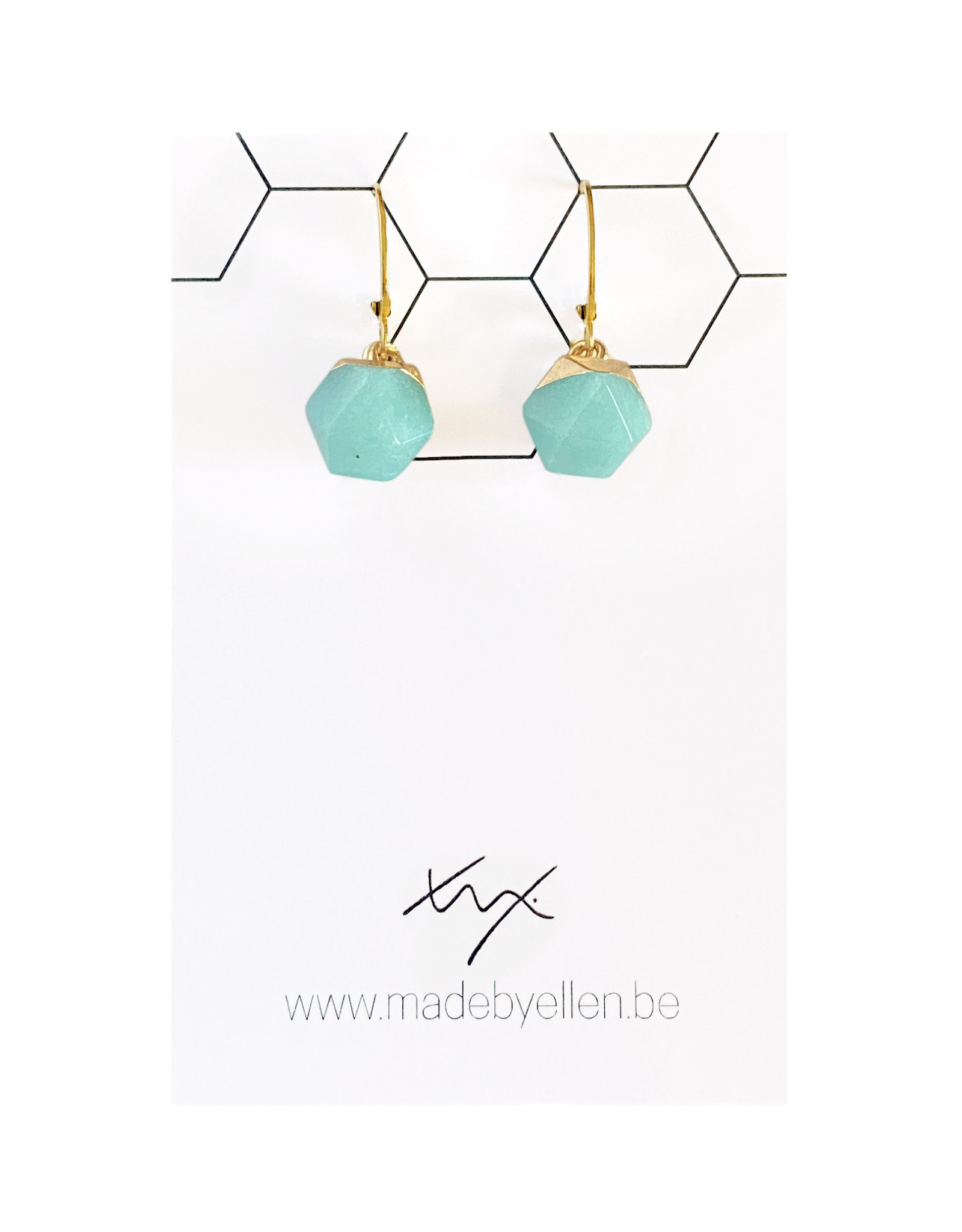 oorbEllen natuursteen hexagon turquoise