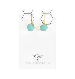 oorbEllen natuursteen hexagon turquoise