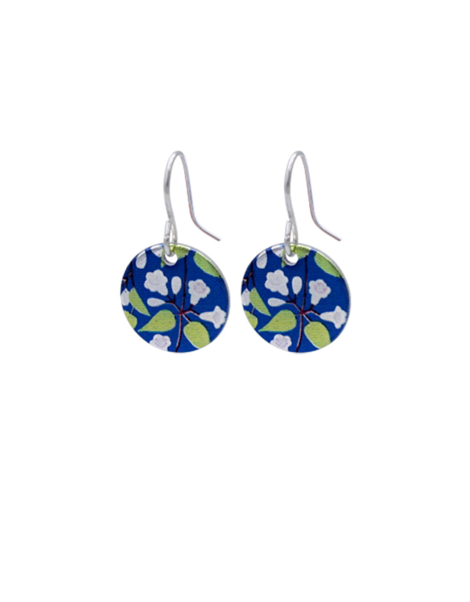 Hangertjes zilver 12mm bloemen donkerblauw