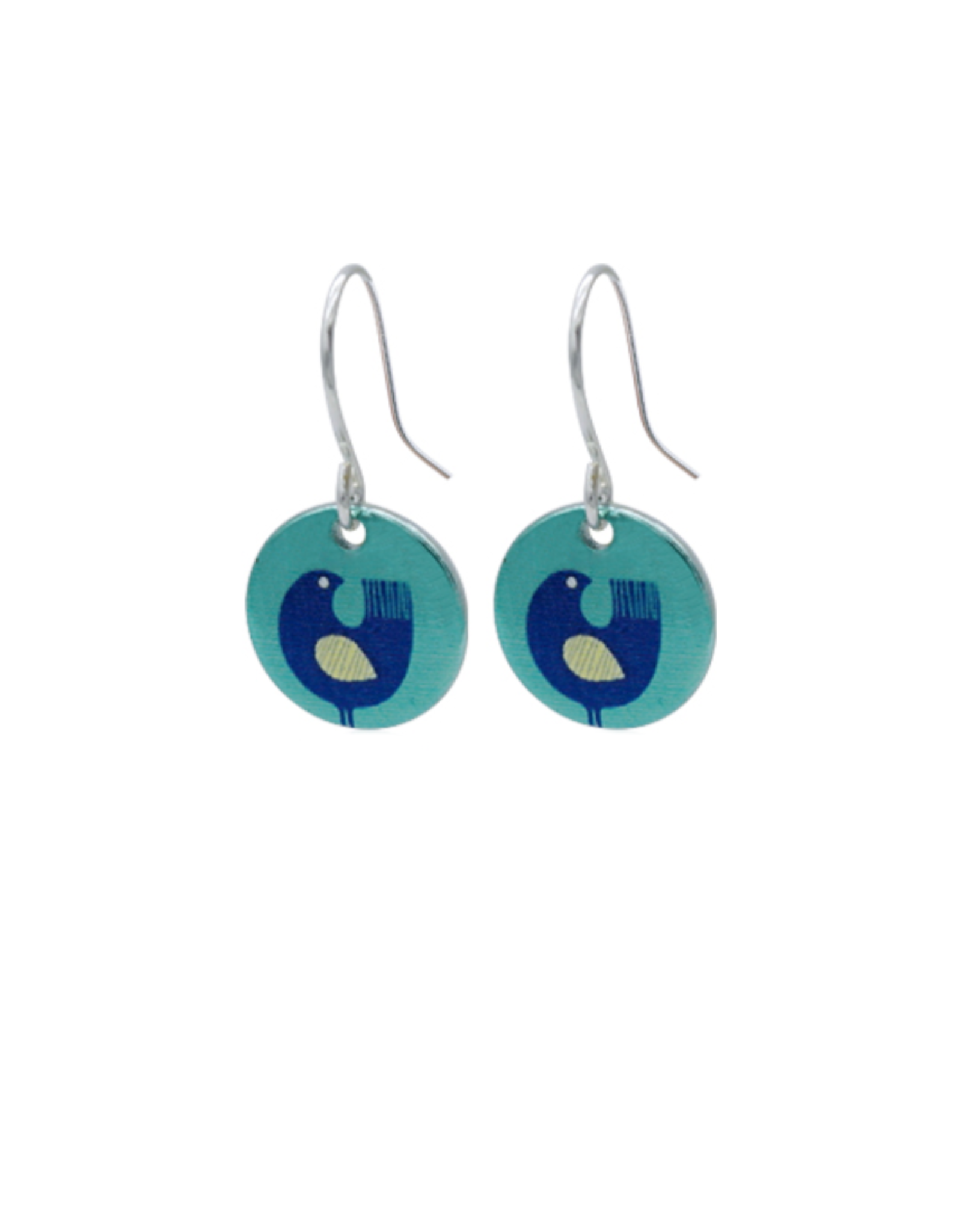 Hangertjes zilver 12mm vogel turquoise