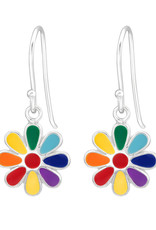 Hangertjes zilver bloem regenboog