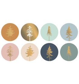 Stickers 8st. kerstboom goudfolie
