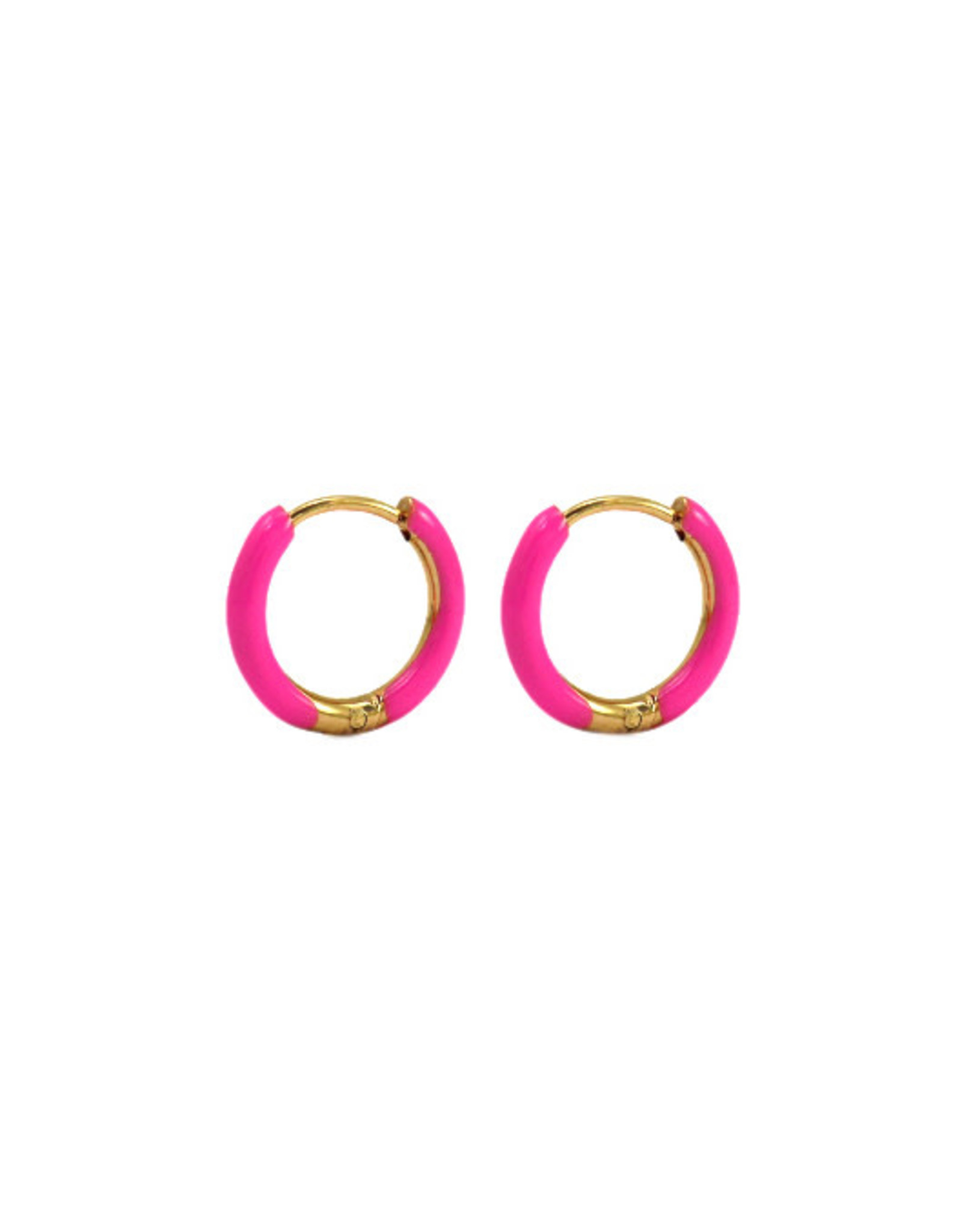 Creolen rvs 14mm fuchsia