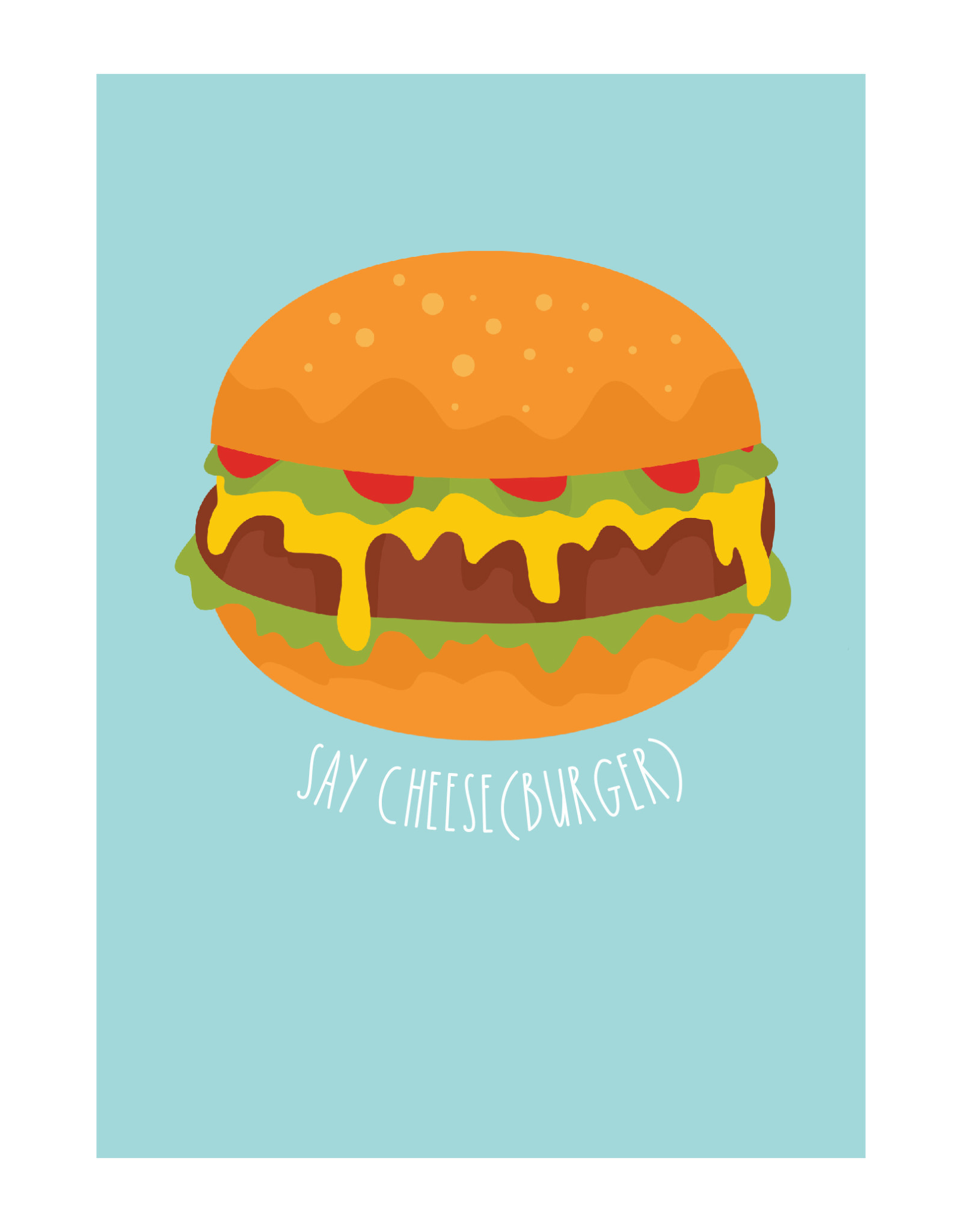 Postkaart Say cheese(burger)