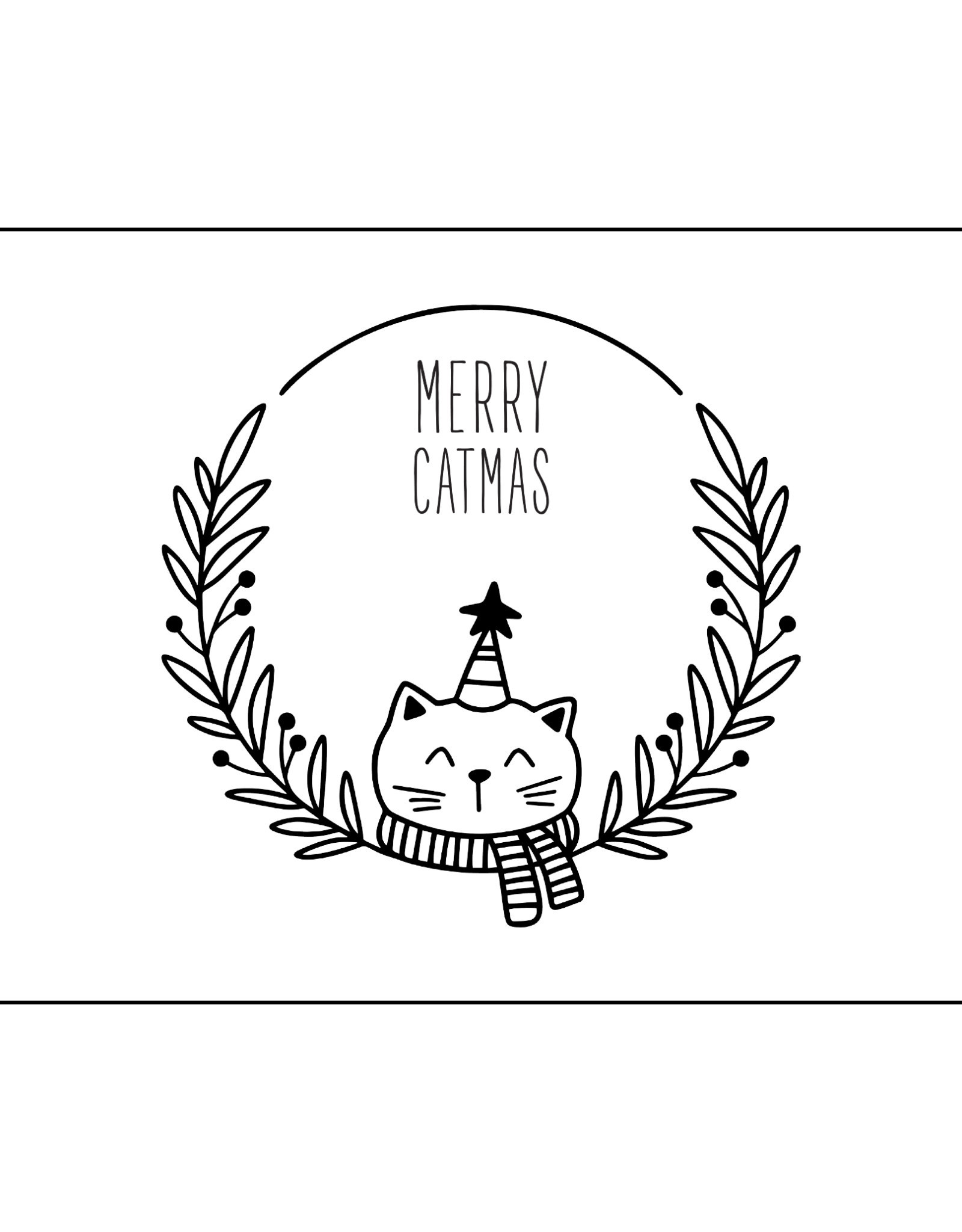 Postkaart Merry Catmas krans N