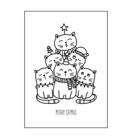 Postkaart Merry Catmas boom N