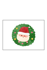 Postkaart Kerstman krans N