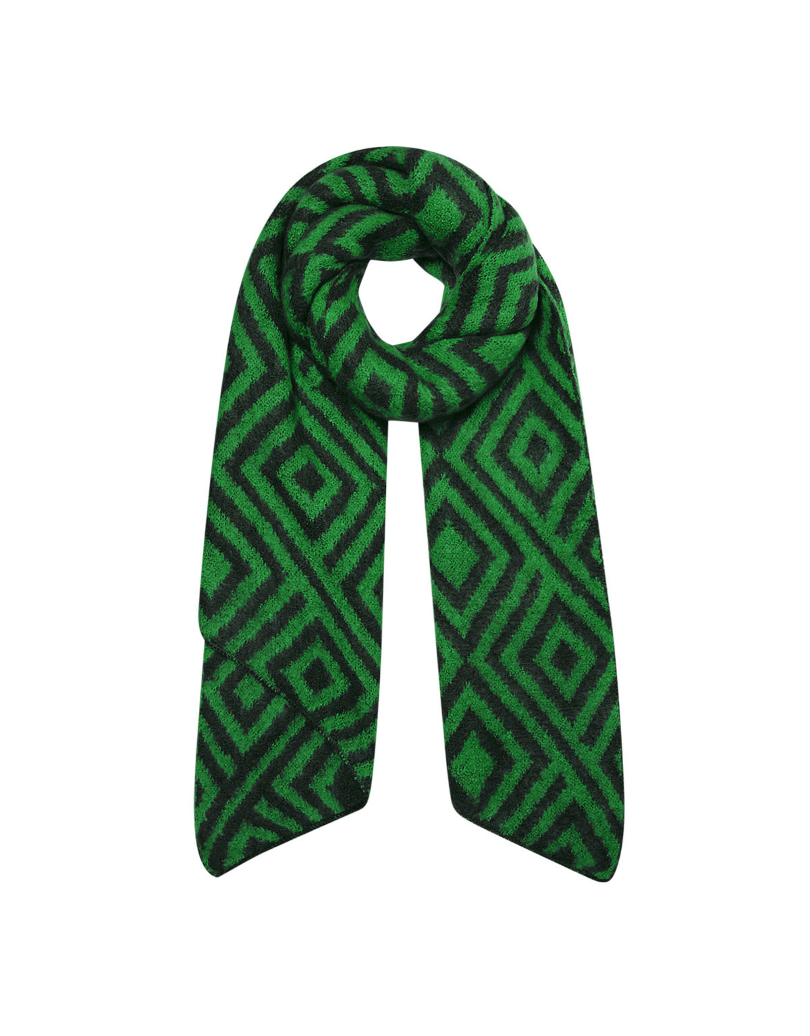Sjaal schuin ruiten groen/zwart