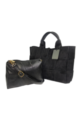 Handtas set daim zwart