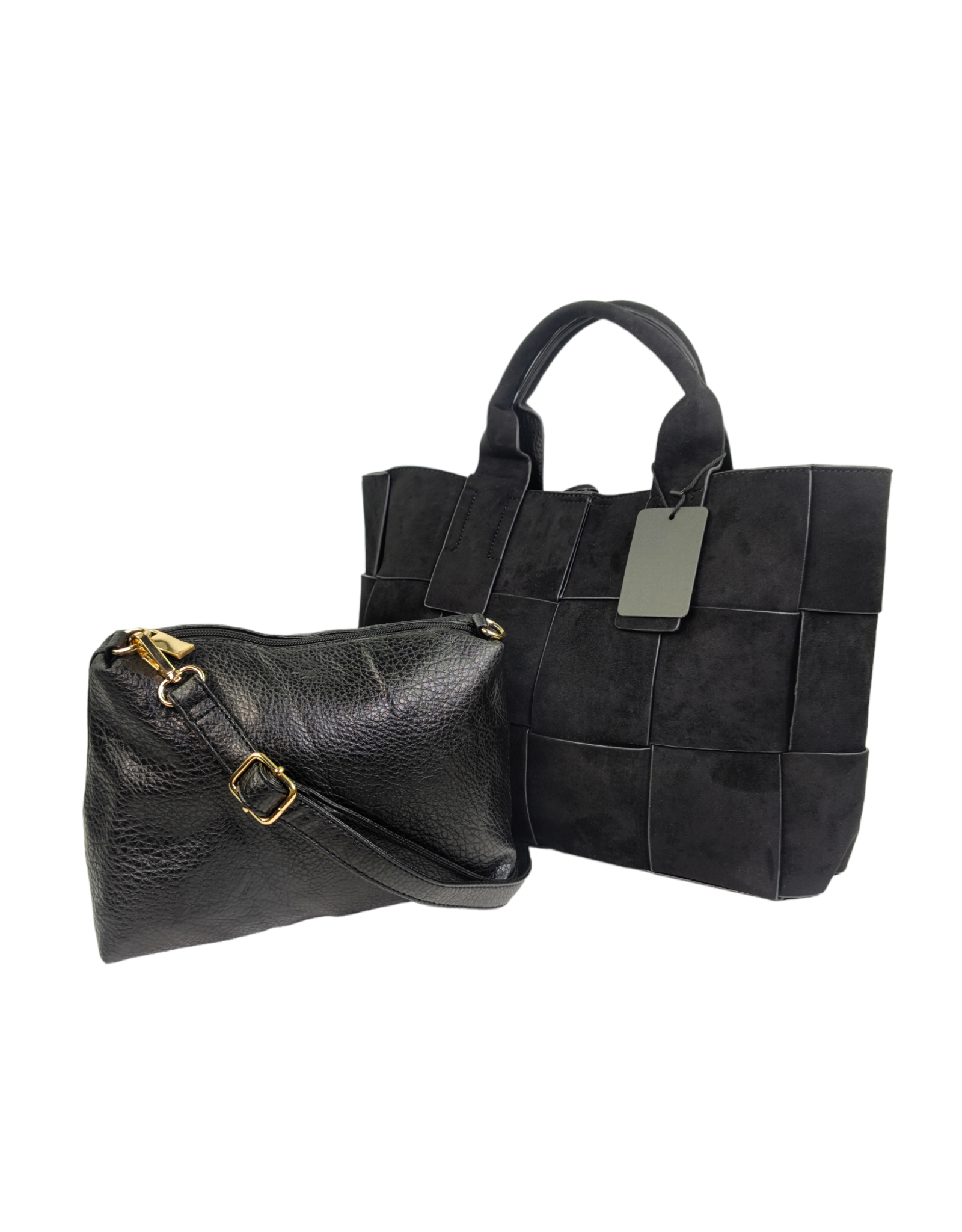 Handtas set daim zwart