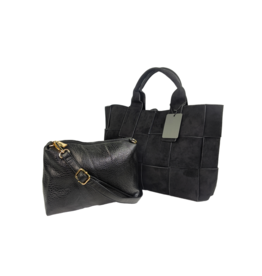 Handtas set daim zwart