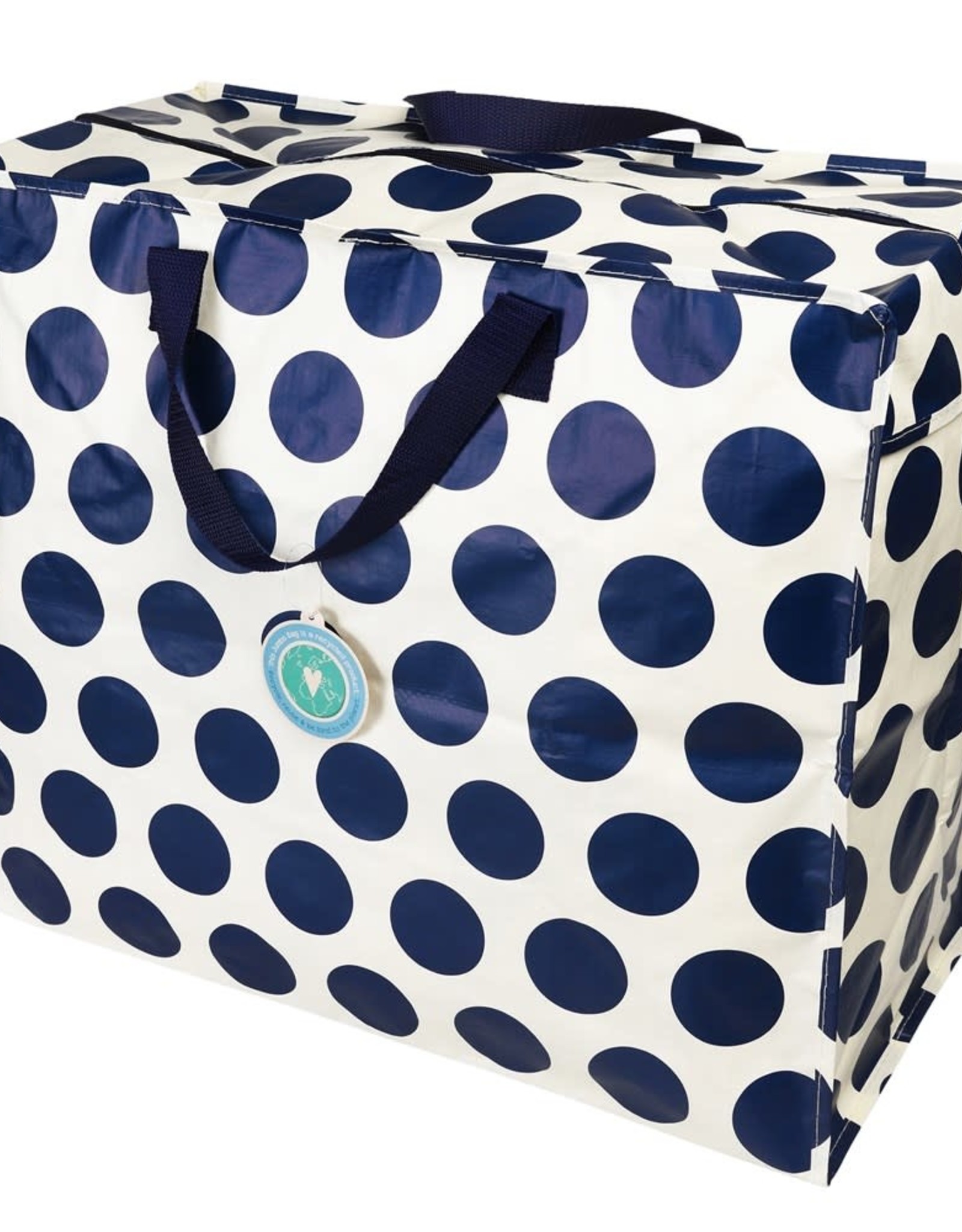 XL zak polkadot donkerblauw