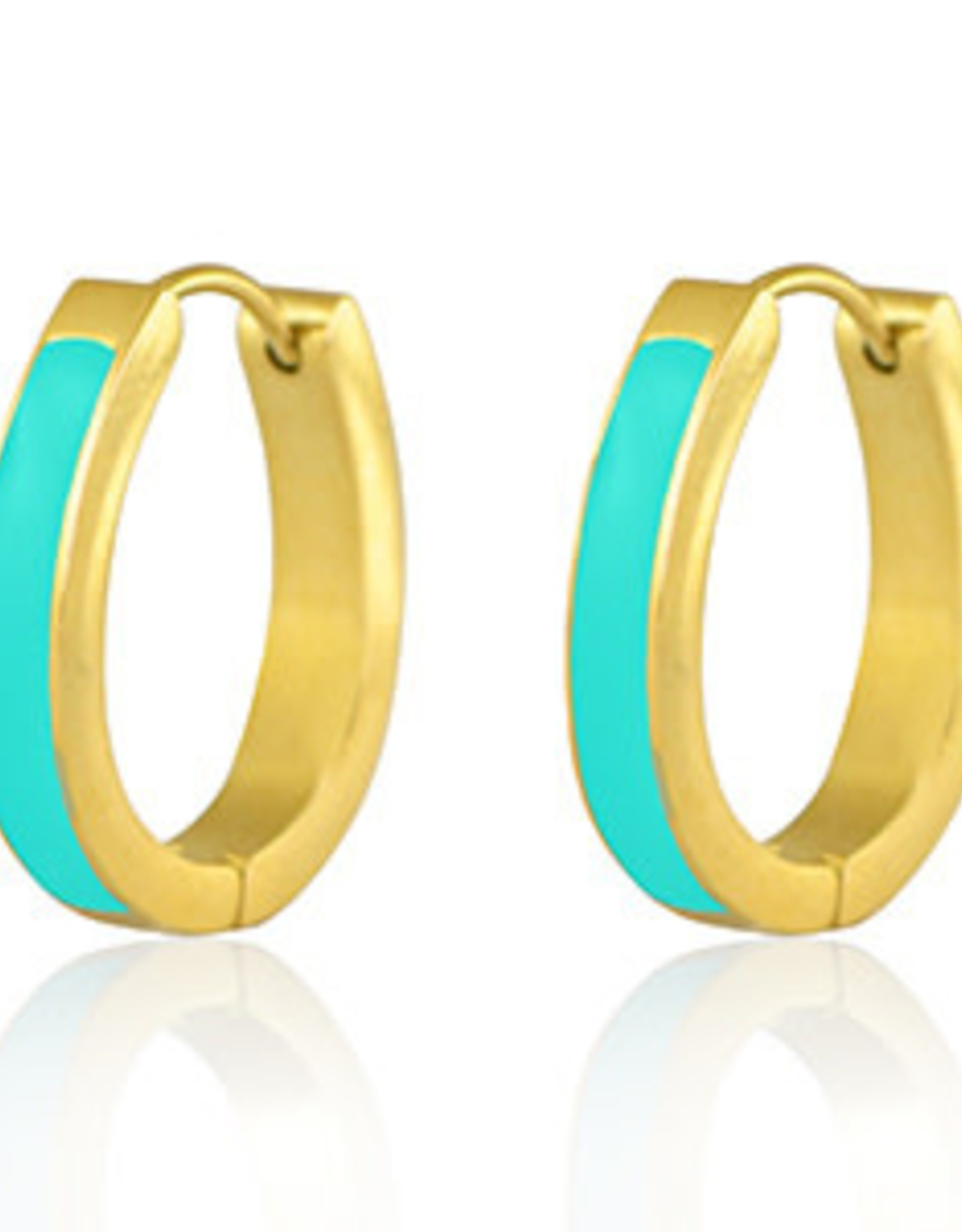 Creolen vlak goud/turquoise