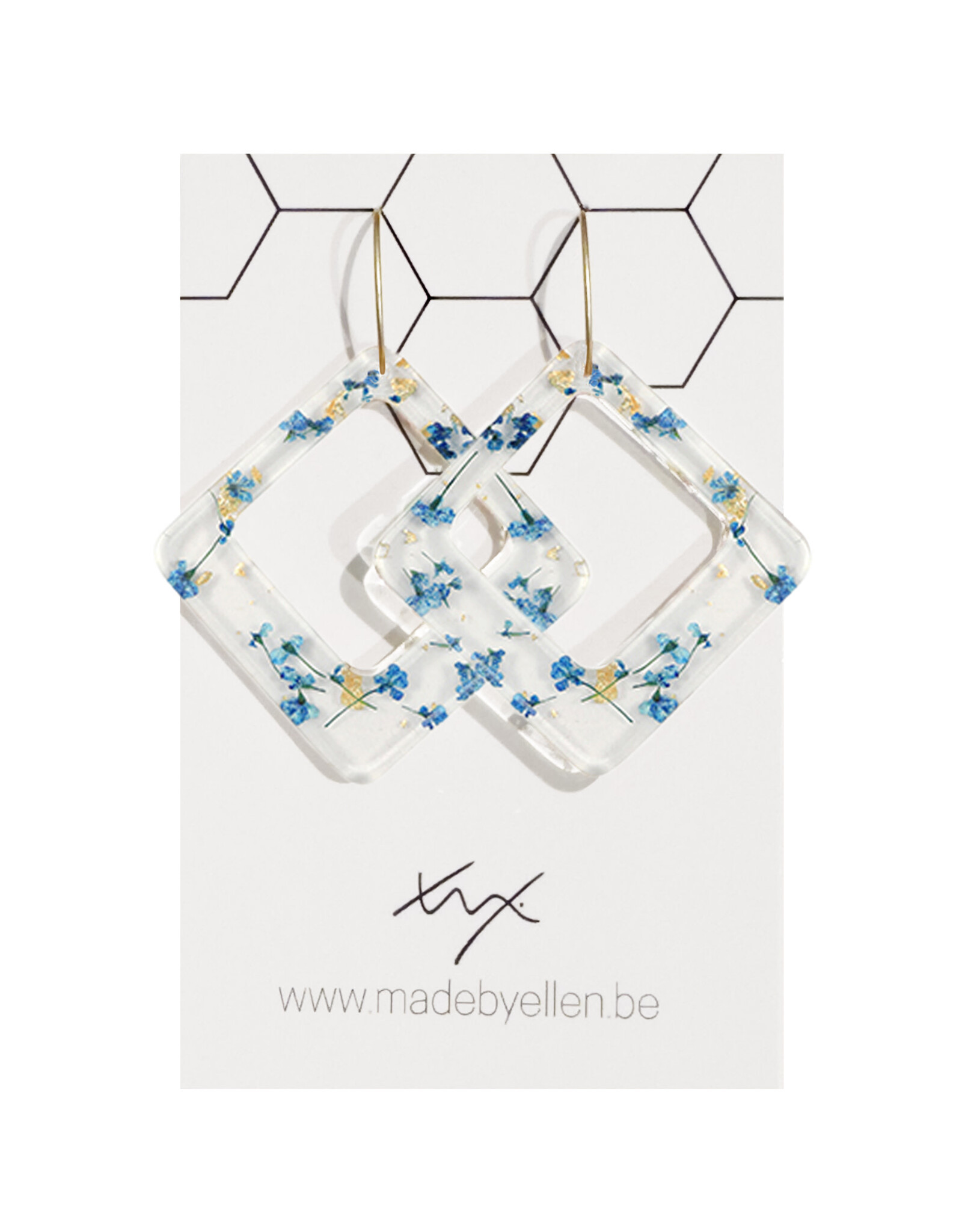 Hangers gedroogde bloemen ruit blauw