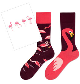 SET sokken & postkaart flamingo