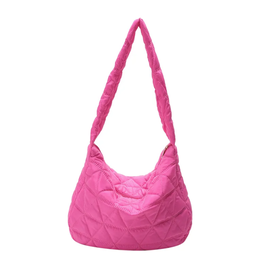 Handtas doorstikt fuchsia