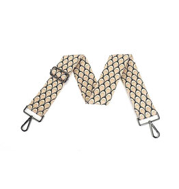 Brede riem pauw beige/zwart