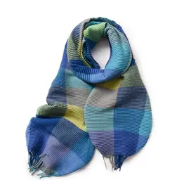 Sjaal geribbeld blauw/groen