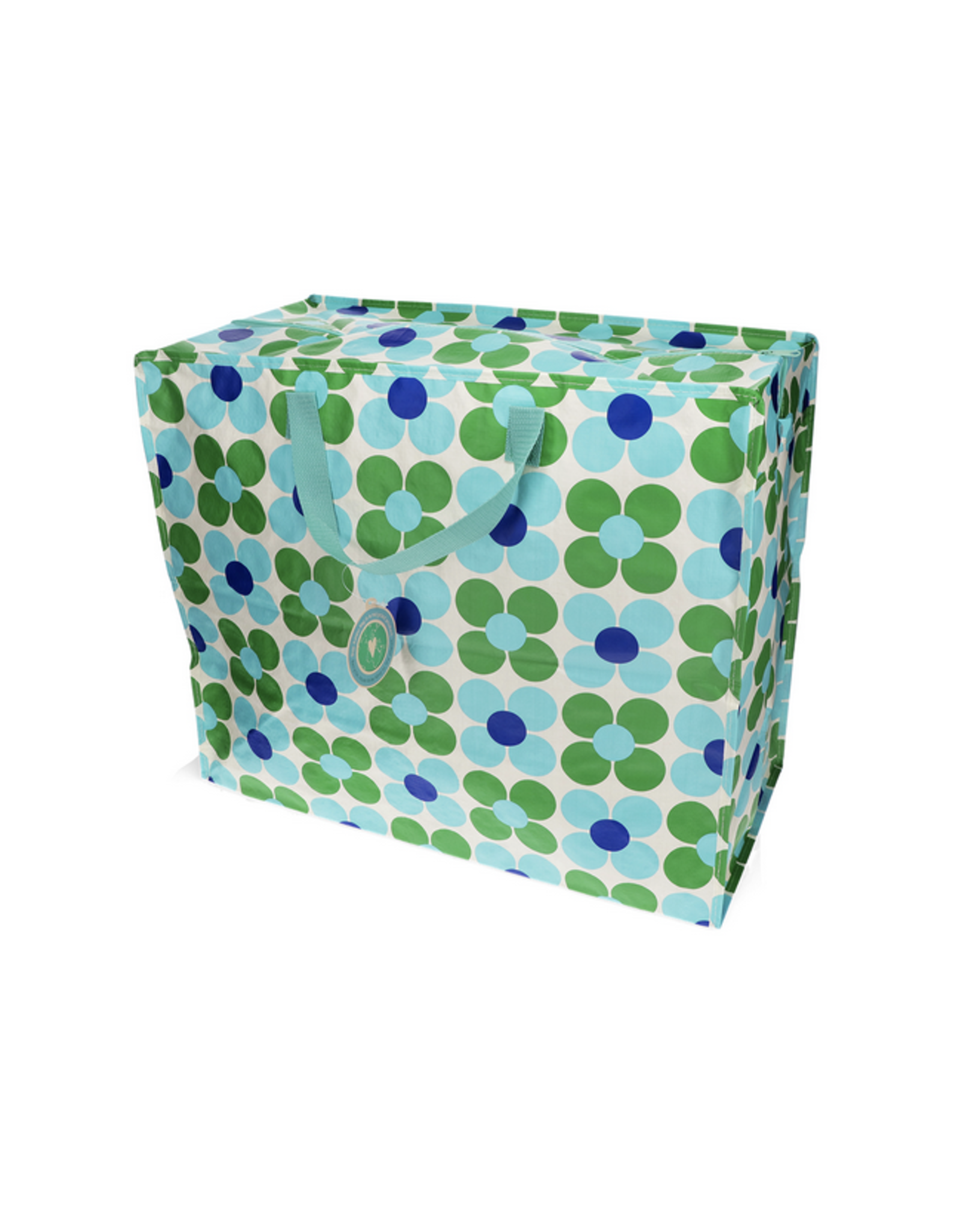 XL zak retro bloemen blauw/groen