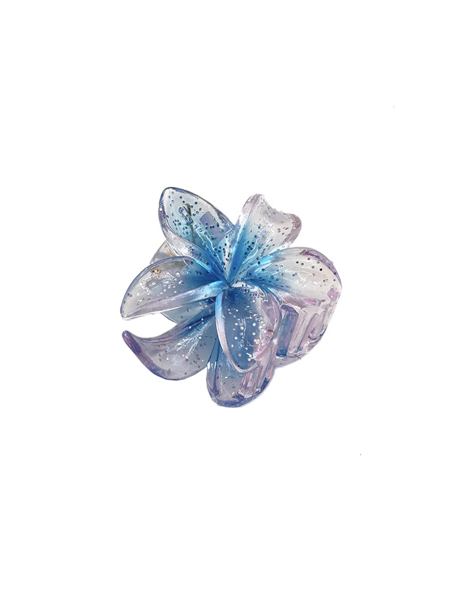 Clip bloem mini glitter blauw