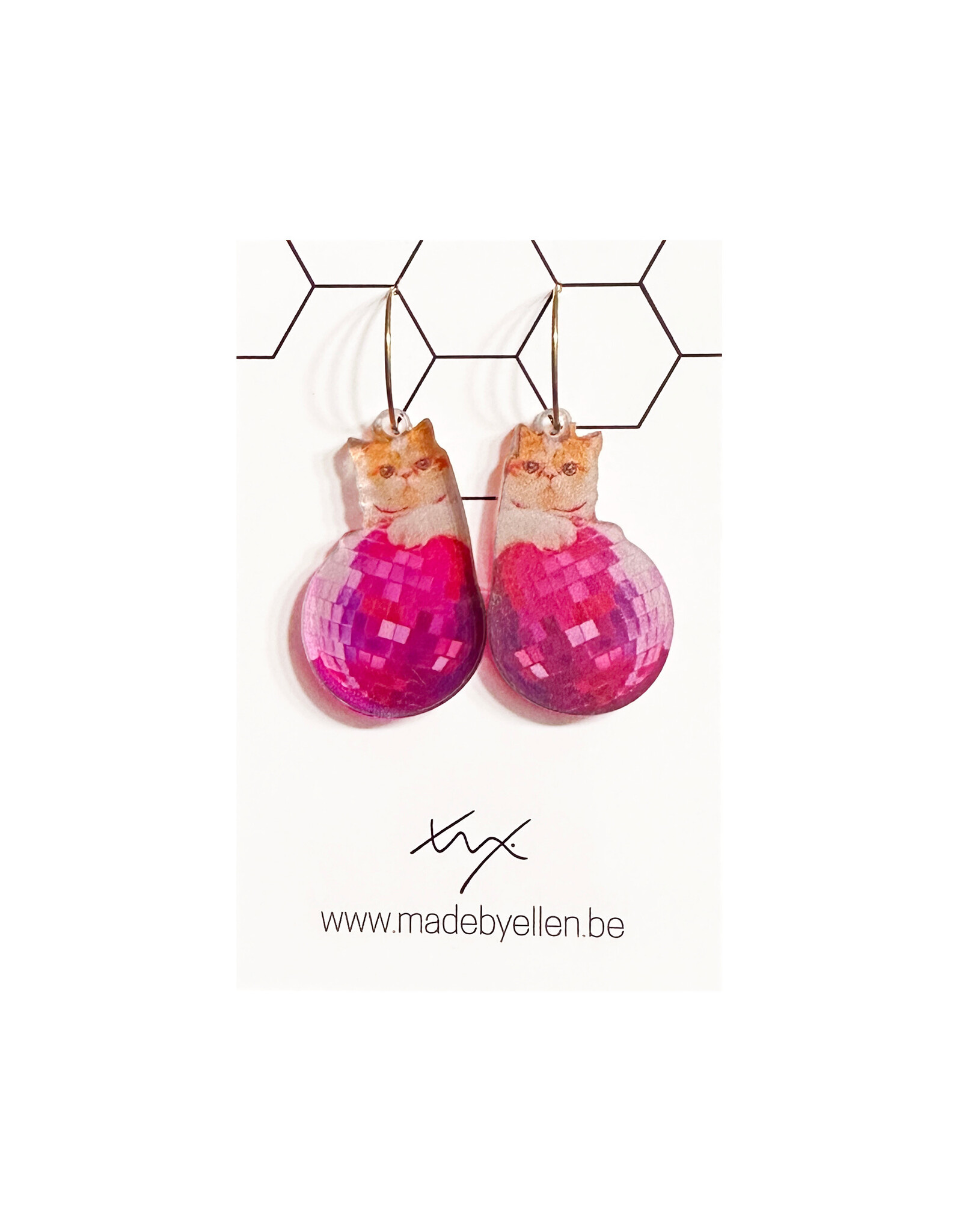 oorbEllen kat discobal roze