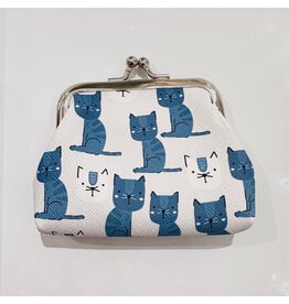 Portemonneetje clip katten blauw