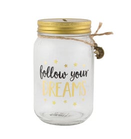 Spaarpot glas Follow your dreams