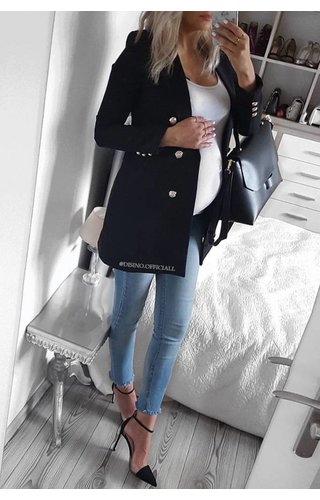 BLACK - 'KIMMY' - GOLD BUTTON BLAZER BLACK - 'KIMMY' - GOLD BUTTON BLAZER